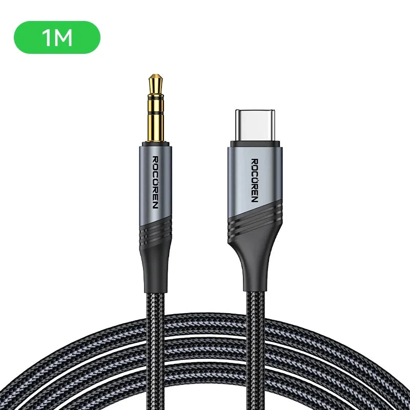 Rocoren USB-C to 3.5mm AUX Cable – Hi-Fi Gold-Plated Audio AUX Audio Cable Nixie 1M
