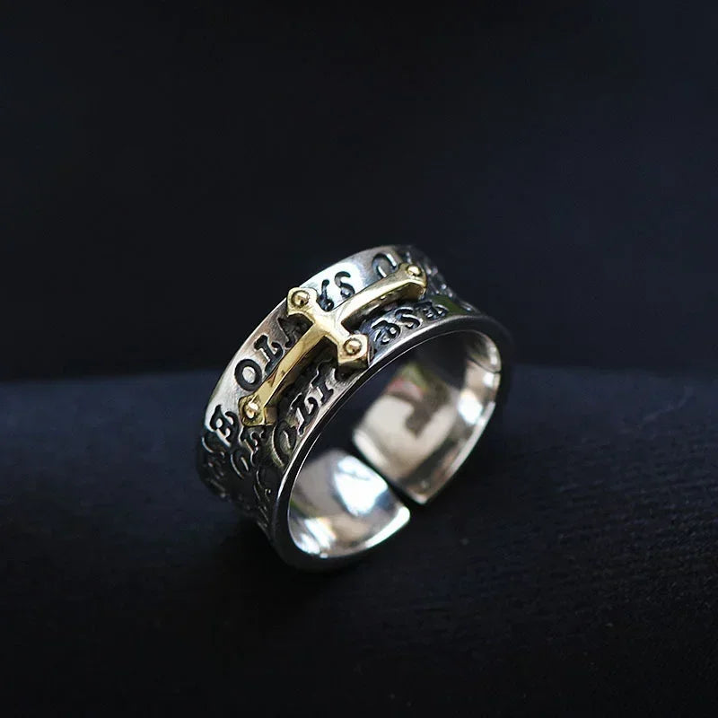 Punk Cross Ring | Zinc Alloy Adjustable Geometric Crystal Ring Fashion Ring Nixie