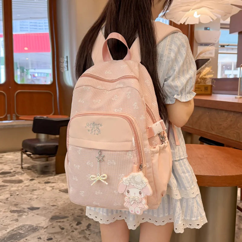 Teen Girls Bowknot Backpack – Lightweight Aesthetic School Bag Girls Fashion Backpack Nixie