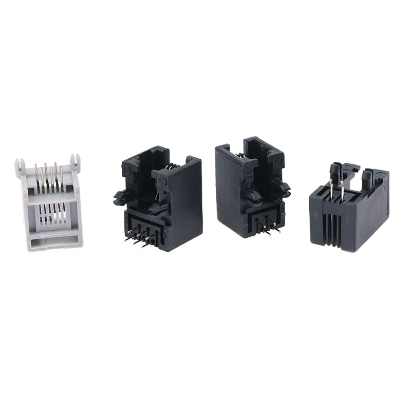 10PCS RJ11 PCB Socket 4P4C 6P6C 6P4C Curved Pin Female Jack Connector PCB Telephone Connector Nixie
