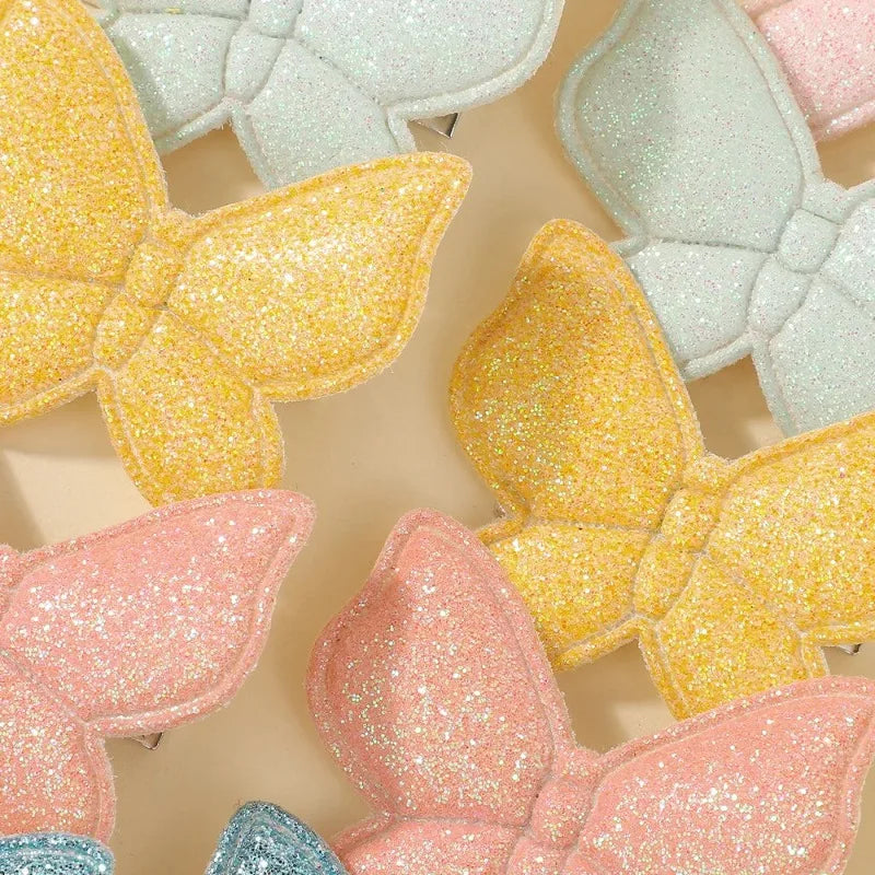 16pc Girls Butterfly Bow Hair Clips – Rainbow Sequin Barrettes Set Kids Hair Clips Nixie