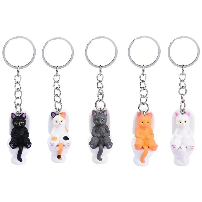 Funny Toilet Cat PVC Keychain – Novelty Gift for Cat Lovers Novelty Keychain Nixie