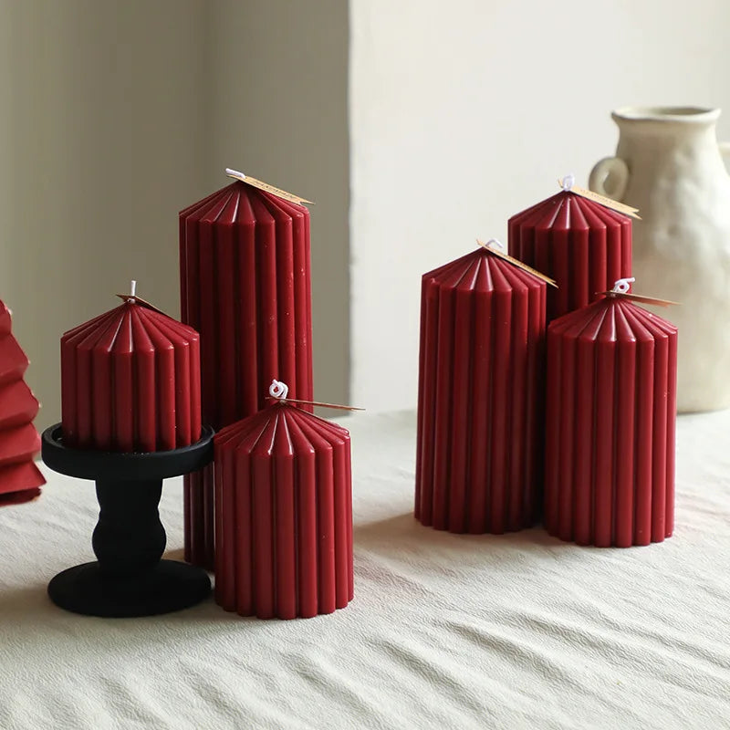 Vintage Wine Red Cylindrical Scented Pillar Candle | Nixie