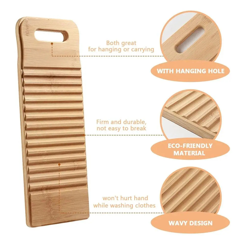 Bamboo Wood Washboard – Portable Anti-Slip Hand Laundry Scrub Laundry Washboard Nixie