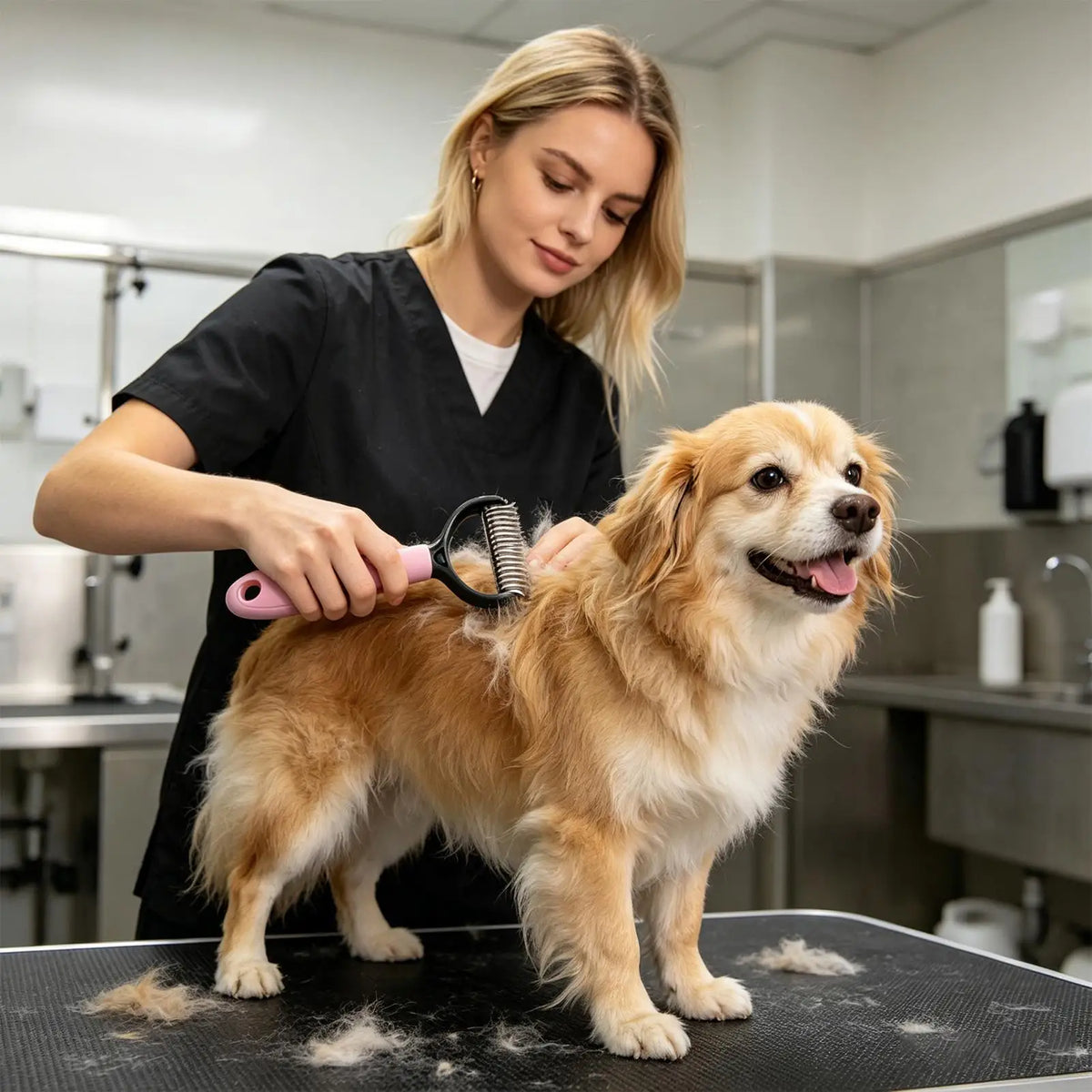 Double-Sided Pet Deshedding Brush & Undercoat Rake – Dogs & Cats Pet Grooming Brush Nixie