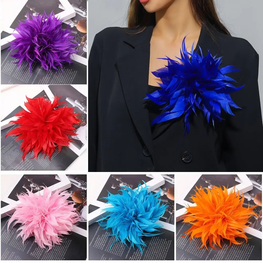 Large Feather Flower Brooch – Handmade Lapel Pin & Hair Accessory Feather Flower Brooch Nixie