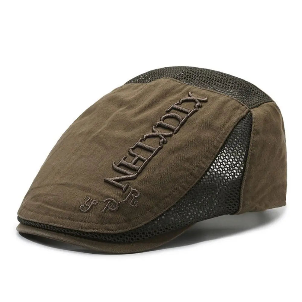 Letter Embroidered Mesh Flat Cap – Adjustable Outdoor Sports Hat Flat Cap Hat Nixie