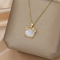 Gold Plated Cat Eye Zircon Pendant Necklace for Women