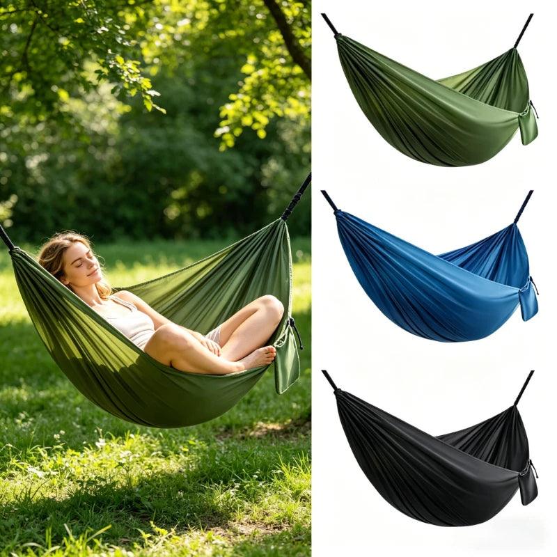 Portable Camping Hammock 210x140cm – Ultra-Light Nylon Anti-Roll Camping Hammock Nixie