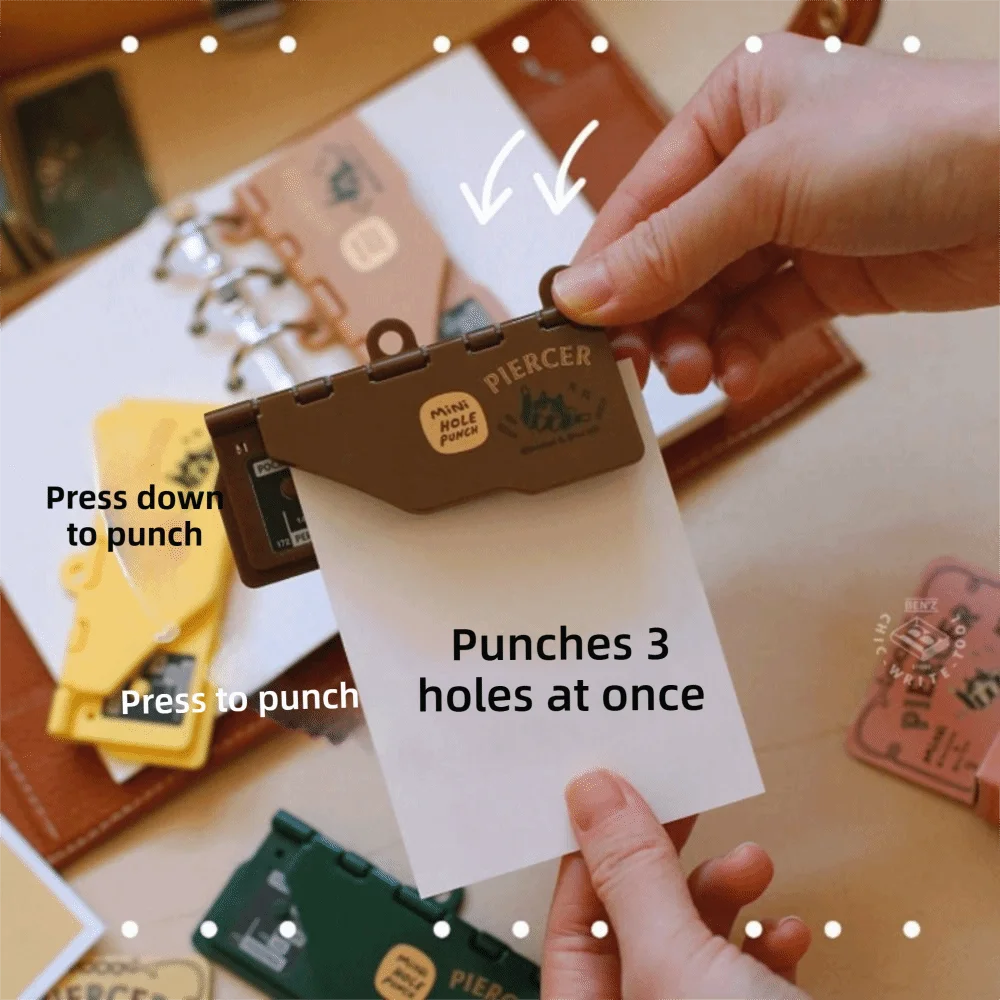 Retro Mini 3-Hole Punch Portable Card Punch M5 A7 A6 Mini Hole Punch Nixie