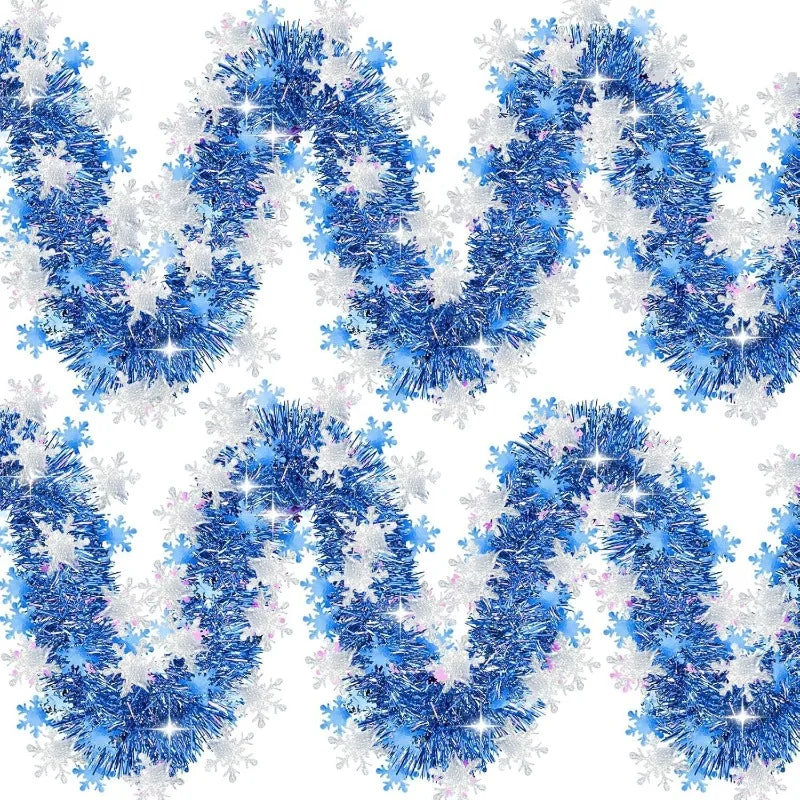 2M Blue Purple Snowflake Tinsel Garland – Christmas Party Decor Christmas Tinsel Garland Nixie Bluesilver snowflake