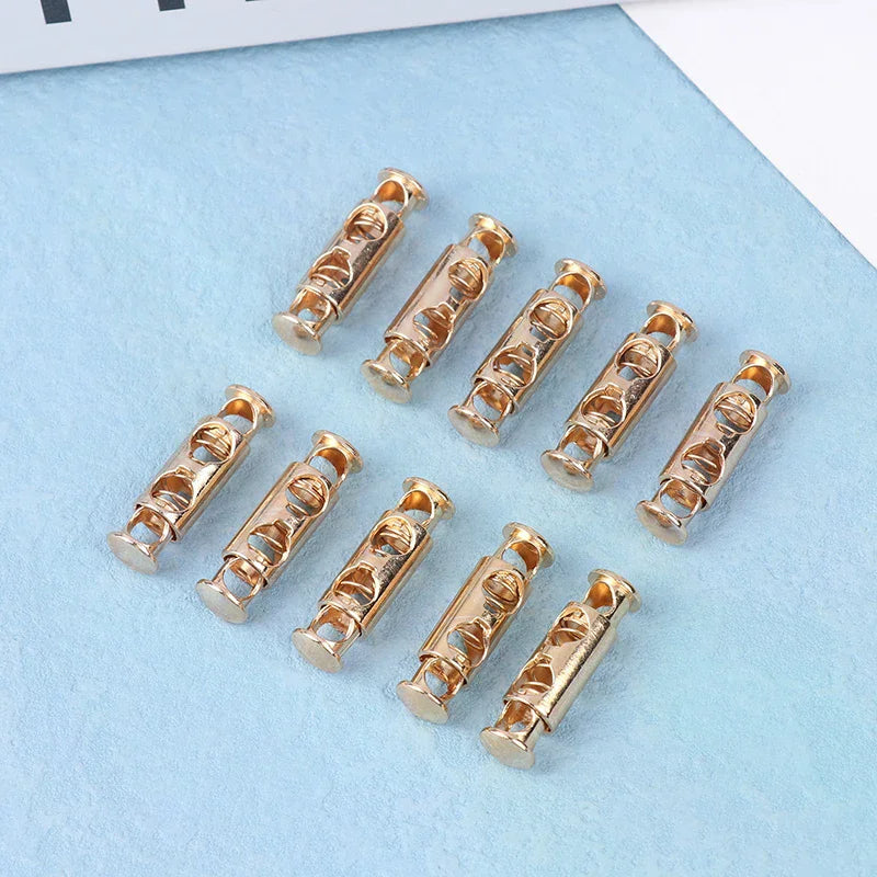 10Pcs Double Hole Metal Spring Buckles – Elastic Cord Locks Sewing Cord Buckles Nixie