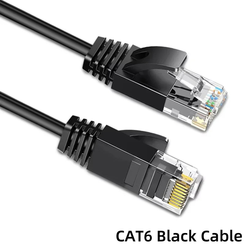 Cat 6 Flat Ethernet Cable – 1Gbps LAN for Gaming & Home Ethernet Network Cable Nixie CAT 6 Black Flat 10M