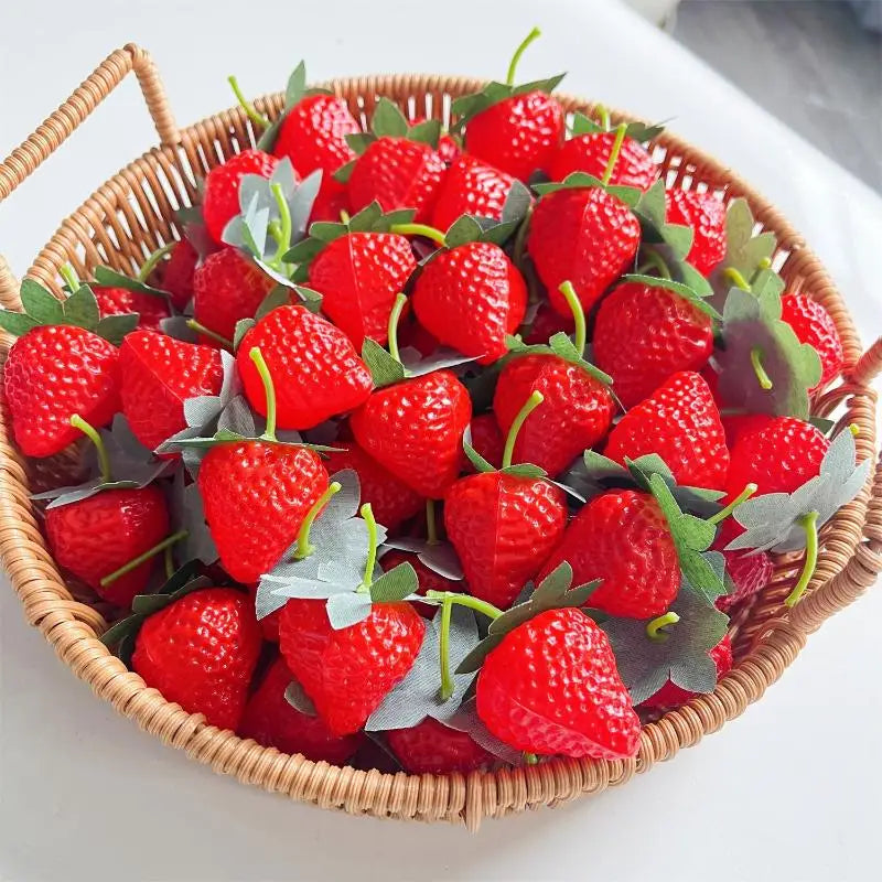 Lifelike Artificial Strawberries 10-20Pcs PVC Fake Fruit Decor Artificial Fruit Decor Nixie