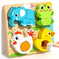 4-in-1 Wooden Animal Jigsaw Puzzle Set – Toddler Learning Toy Wooden Kids Puzzle Nixie A