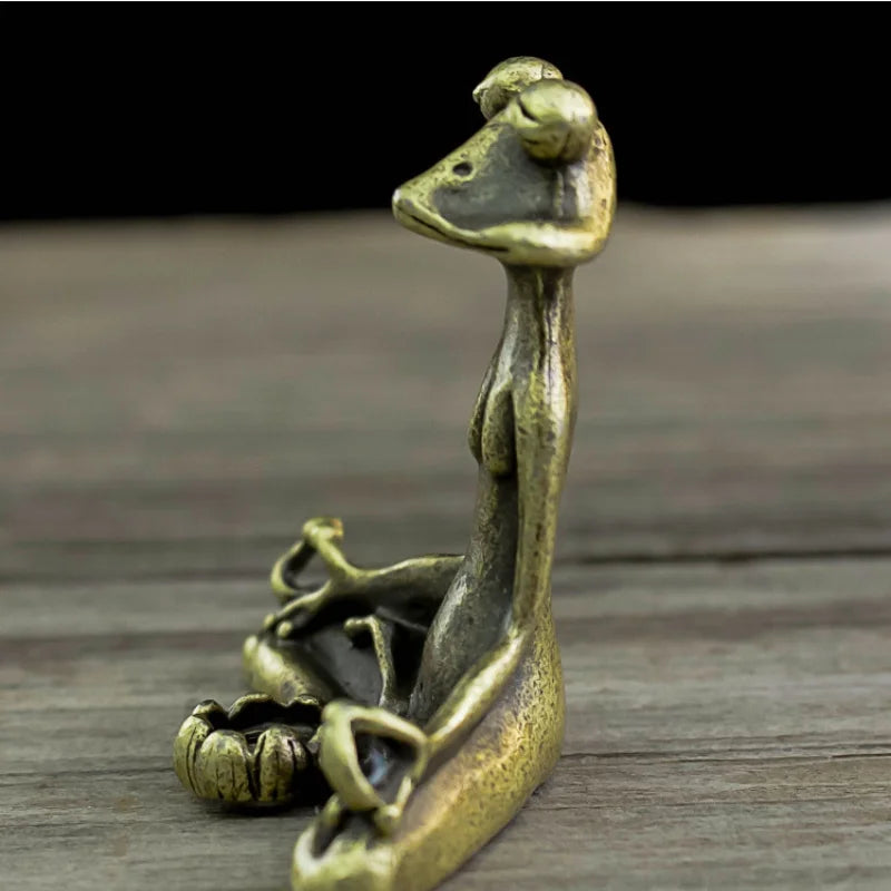 Brass Frog Zen Buddhist Statue Incense Burner & Tea Pet Décor Decorative Figurine Nixie