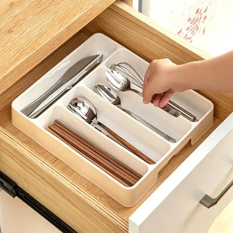 BPA-Free Stackable Cutlery Organizer | Multi-Compartment Kitchen Tray Cutlery Organizer Tray Nixie