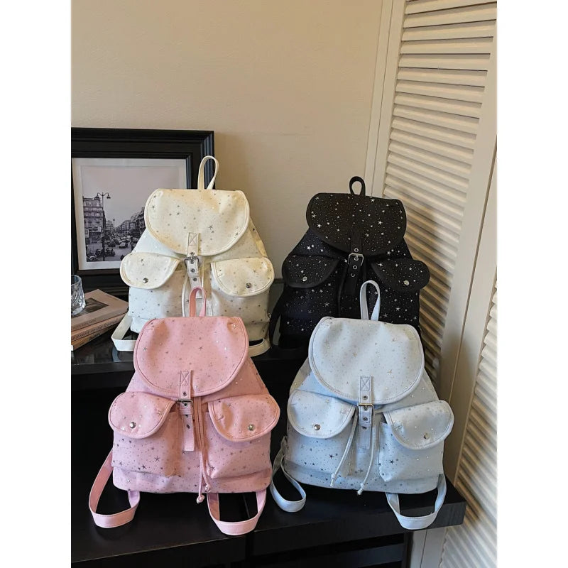 Star-Pattern Canvas Backpack – Women's Fashion College Bag Canvas Backpack Nixie