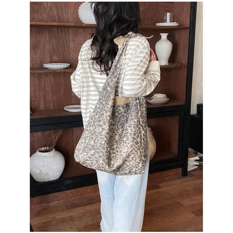 Korean Polka Dot Canvas Tote Bag – Large Women's Shoulder Bag Canvas Tote Bag Nixie