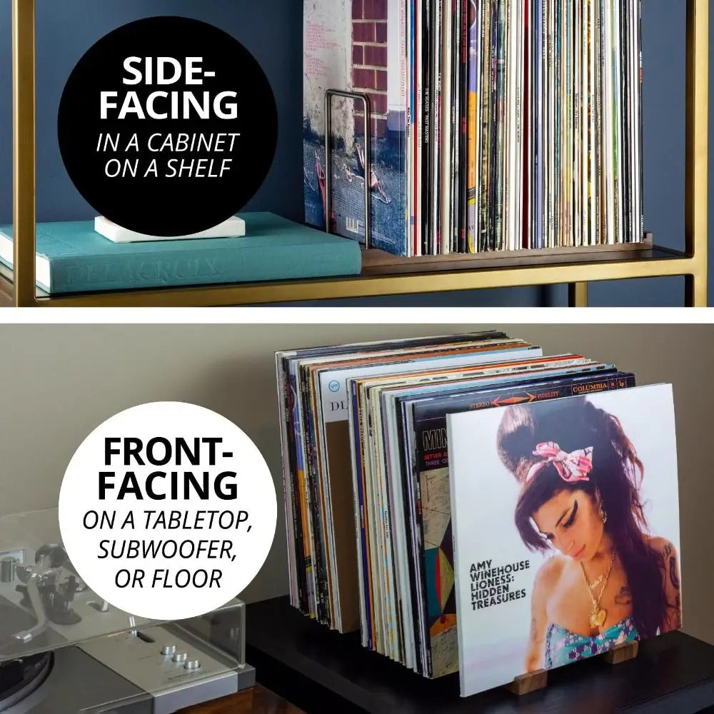 Solid Walnut Vinyl Record Stand – Adjustable CD & Record Holder