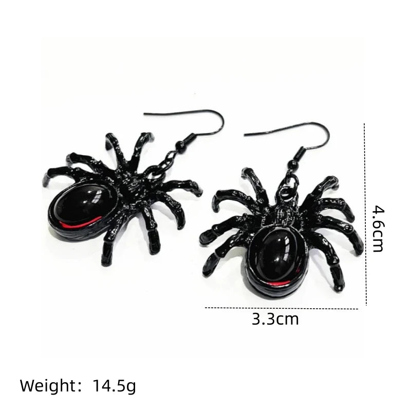Gothic Ghost Spider Skull Drop Earrings for Women