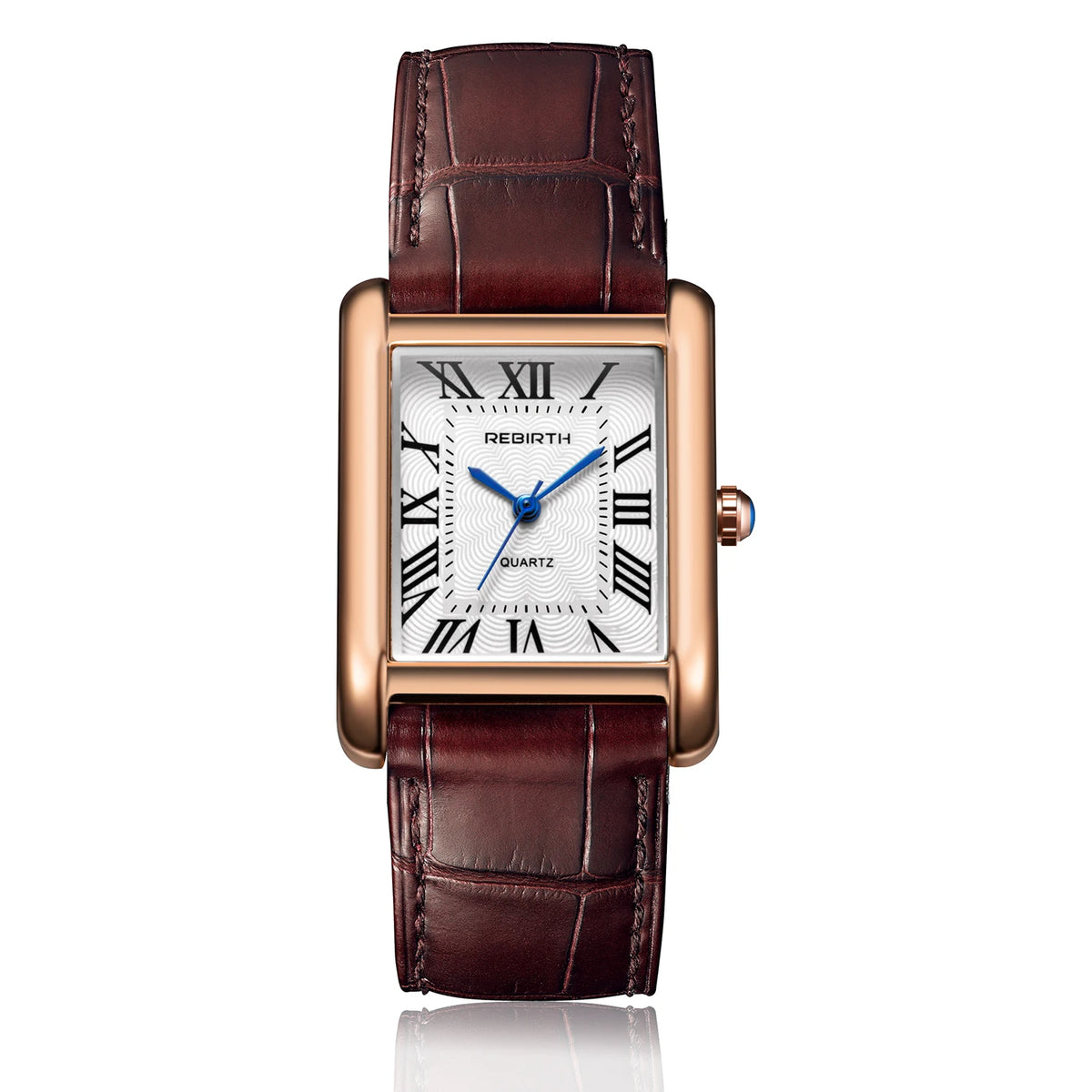 REBIRTH Retro Square Roman Numeral Quartz Wristwatch Quartz Wristwatch Nixie Coffee
