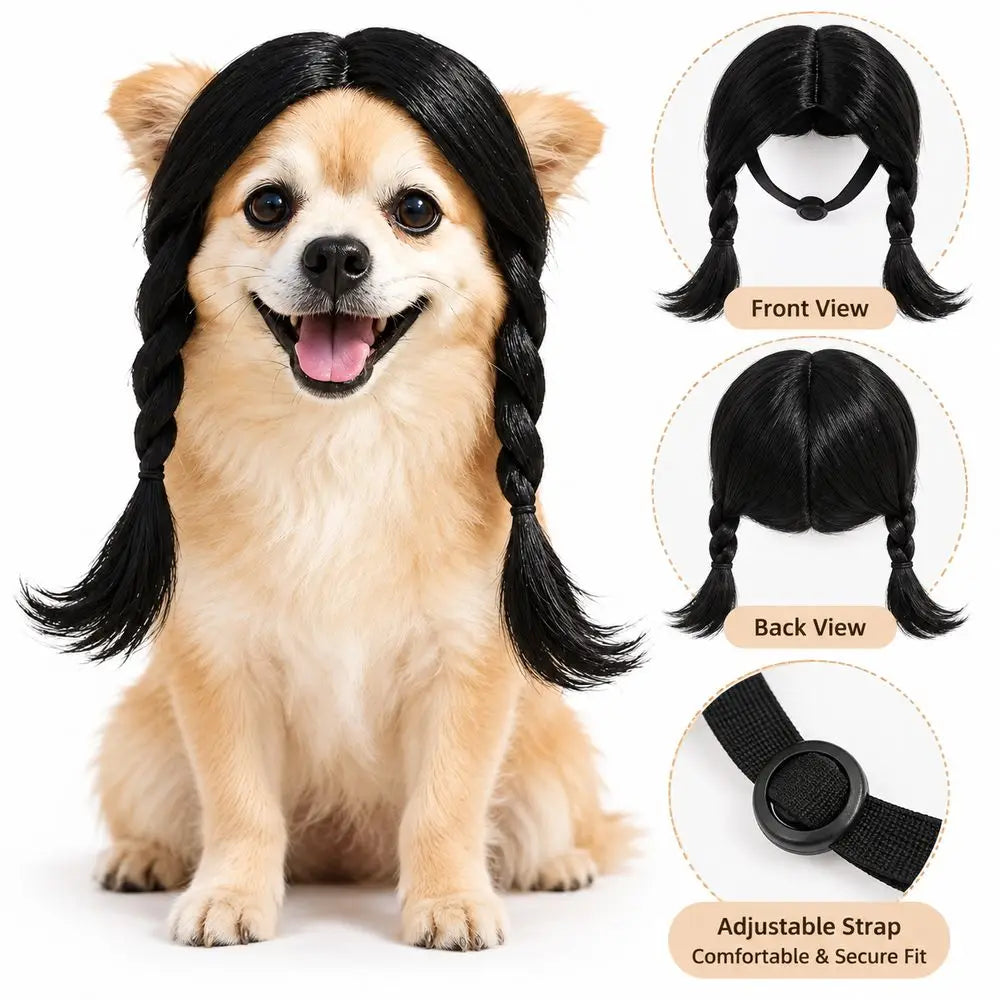 Funny Pet Wig for Dogs & Cats – Cosplay Dress Up Hairpiece