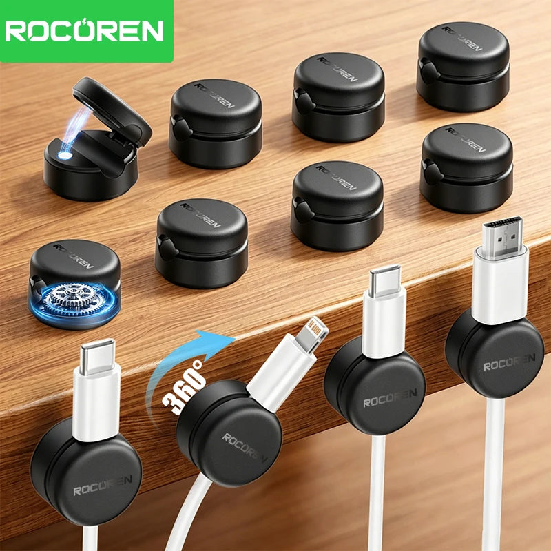 Rocoren Magnetic Cable Organizer 12PCS – Under Desk Cable Clips Cable Management Clips Nixie