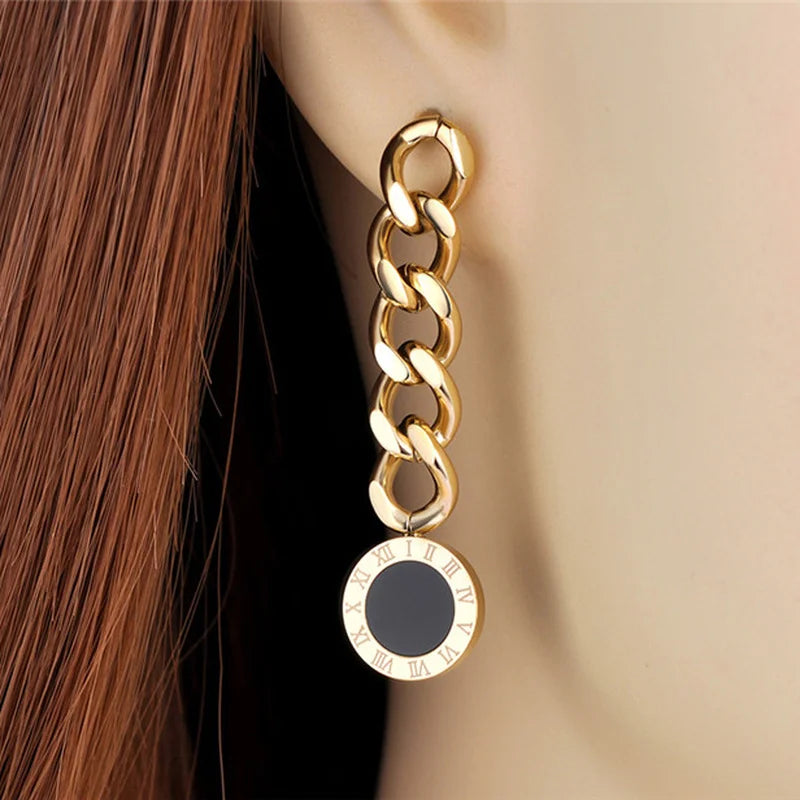 Hip Hop Roman Numeral Stainless Steel Jewelry Set for Women Jewelry Set Nixie