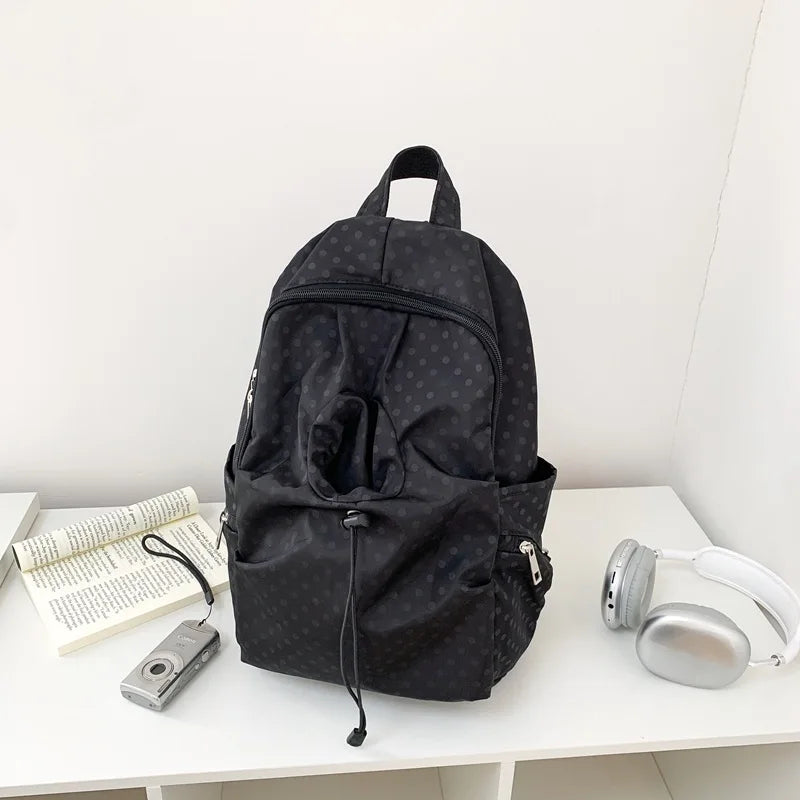 Korean Polka Dot Backpack – Unisex College & Commuter Bag