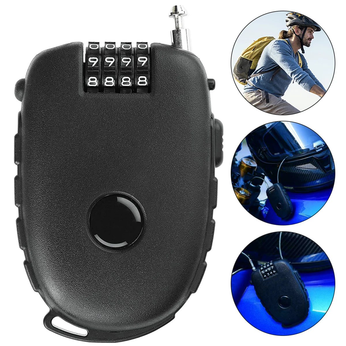 Motorcycle Helmet Cable Lock – Steel Wire Password Lock Cable Combination Lock Nixie