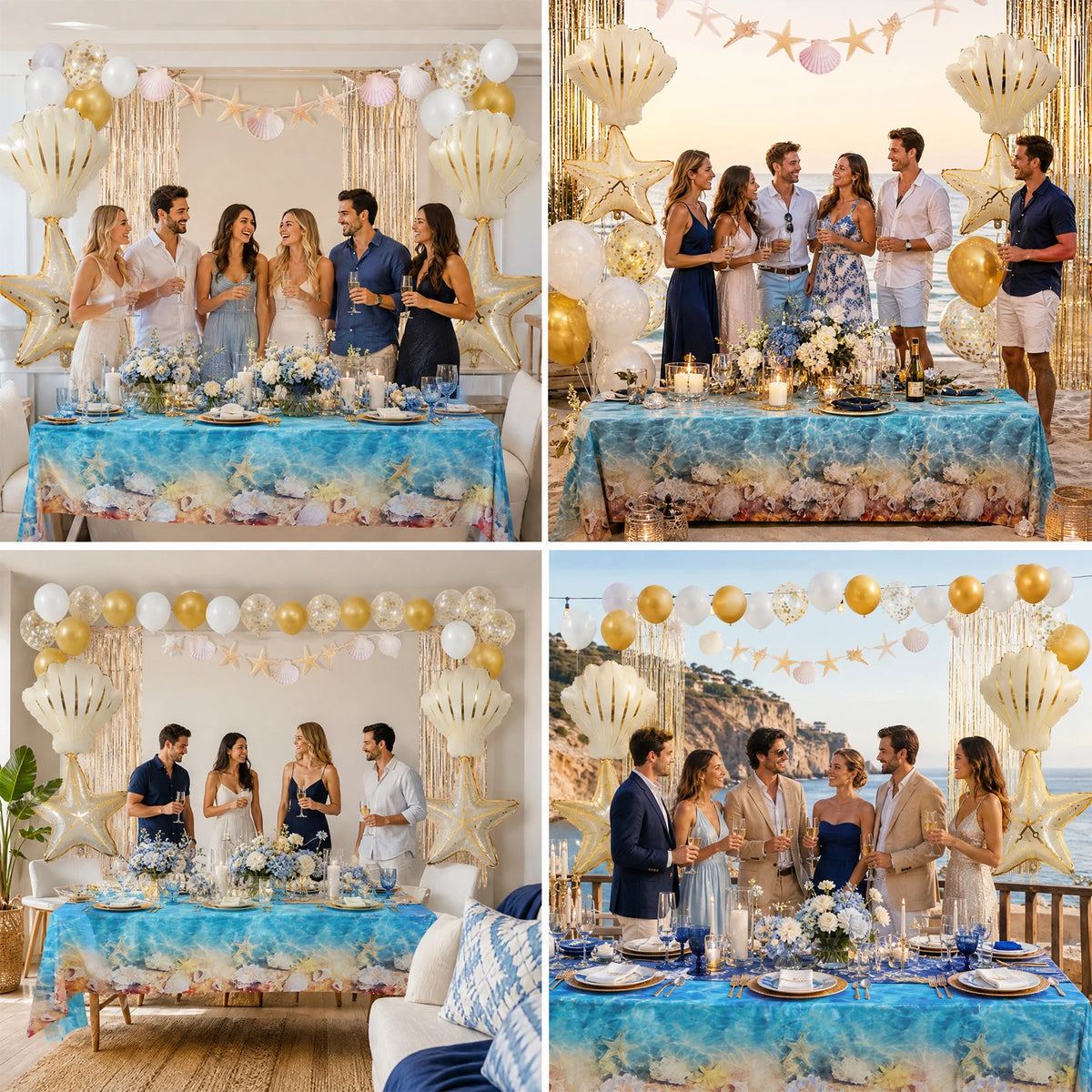 Beach Theme Party Balloon Set – Starfish & Seashell Decor