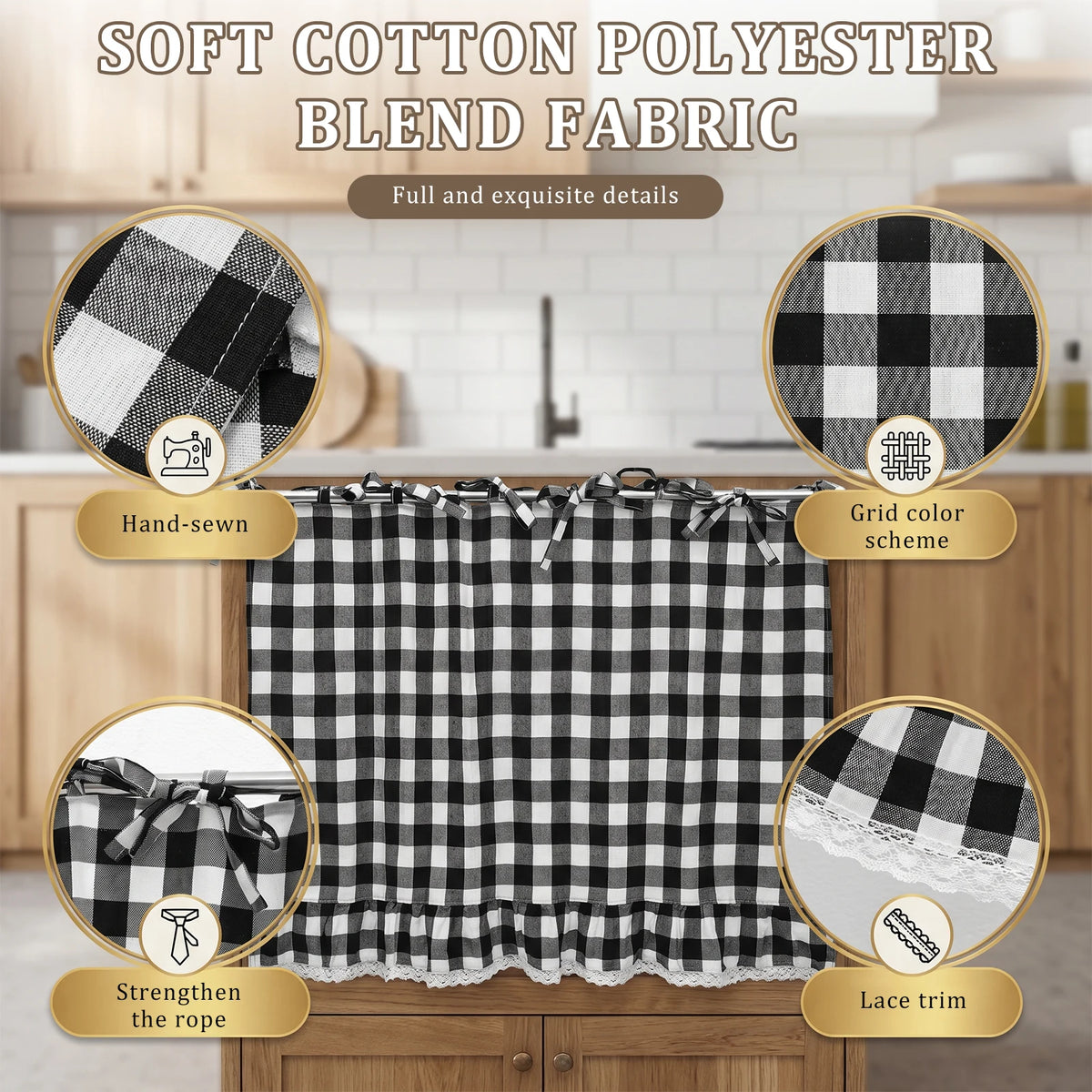 Checkered Farmhouse Oven Skirt Curtain | Kitchen Decor Kitchen Skirt Curtain Nixie