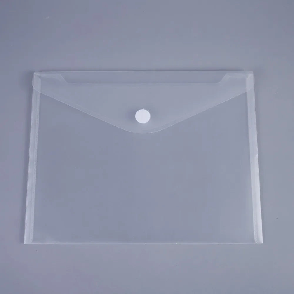 A5/A6 Transparent Plastic File Folder – Waterproof Document Bag Plastic File Folder Nixie Snap Button-A4