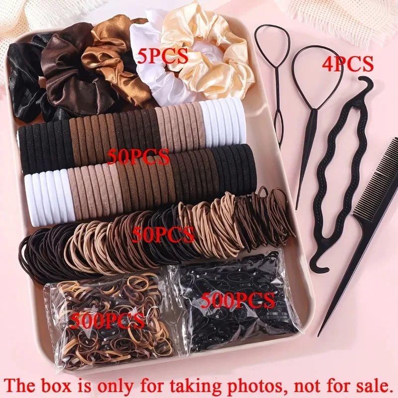 1109-Pc Women's Hair Accessories – Scrunchies, Bands & Headbands Hair Accessories Set Nixie 1-coffee mixed 1109 Pieces