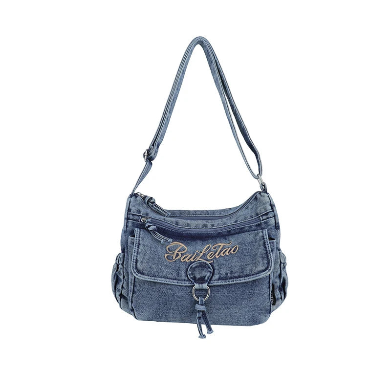Vintage Embroidered Denim Crossbody Bag – Women's Sling Bag Denim Crossbody Bag Nixie