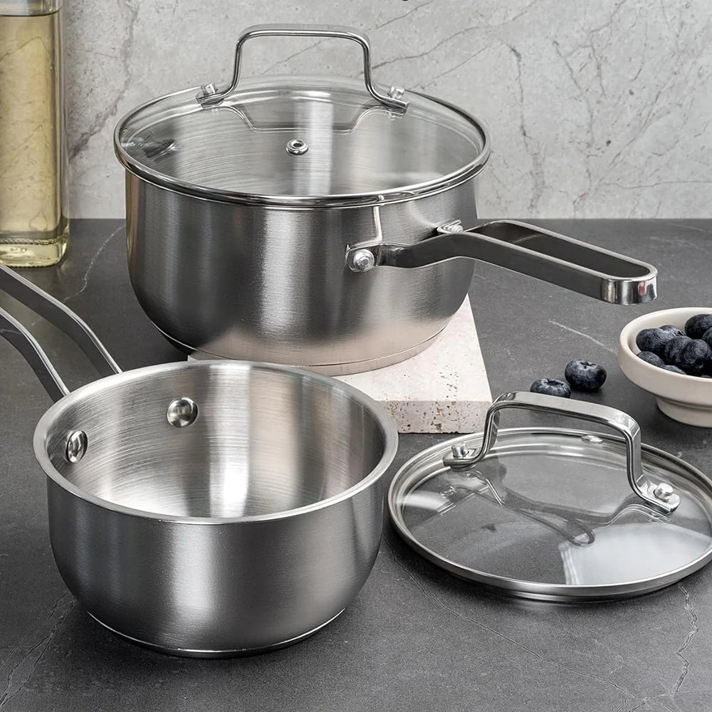 Punana 304 Stainless Steel Saucepan 1QT with Glass Strainer Lid Stainless Steel Saucepan Nixie