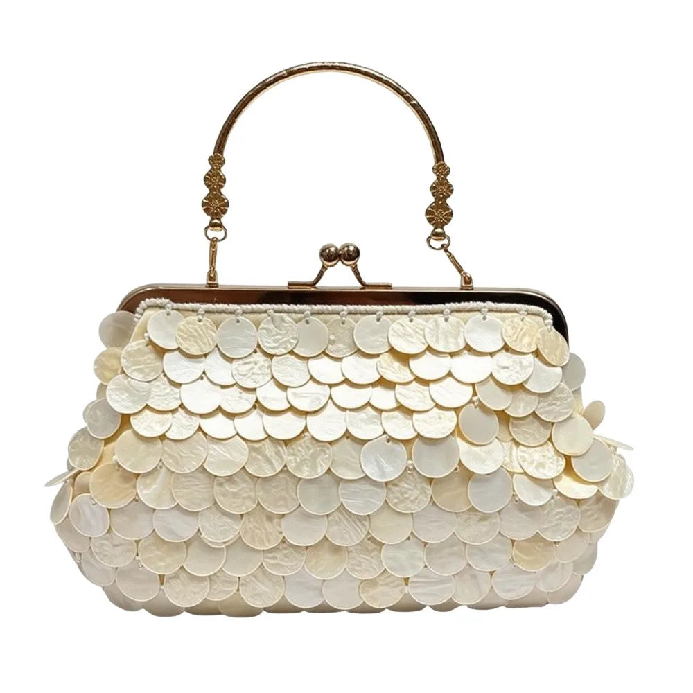 Woven Seashell Crossbody Bag | Beaded Mermaid Style Purse Crossbody Shoulder Bag Nixie E