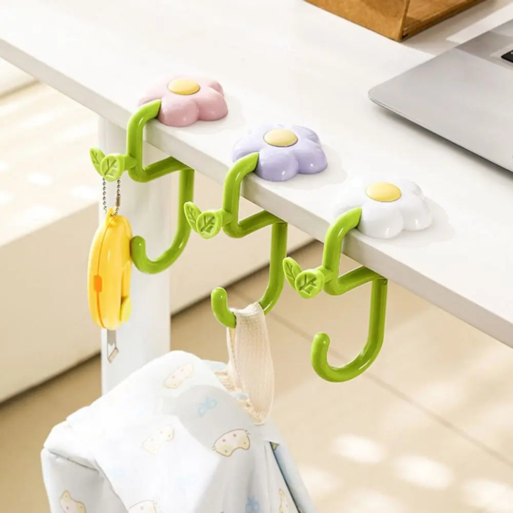 Flower-Shaped Desk Edge Hook – Punch-Free, Adjustable
