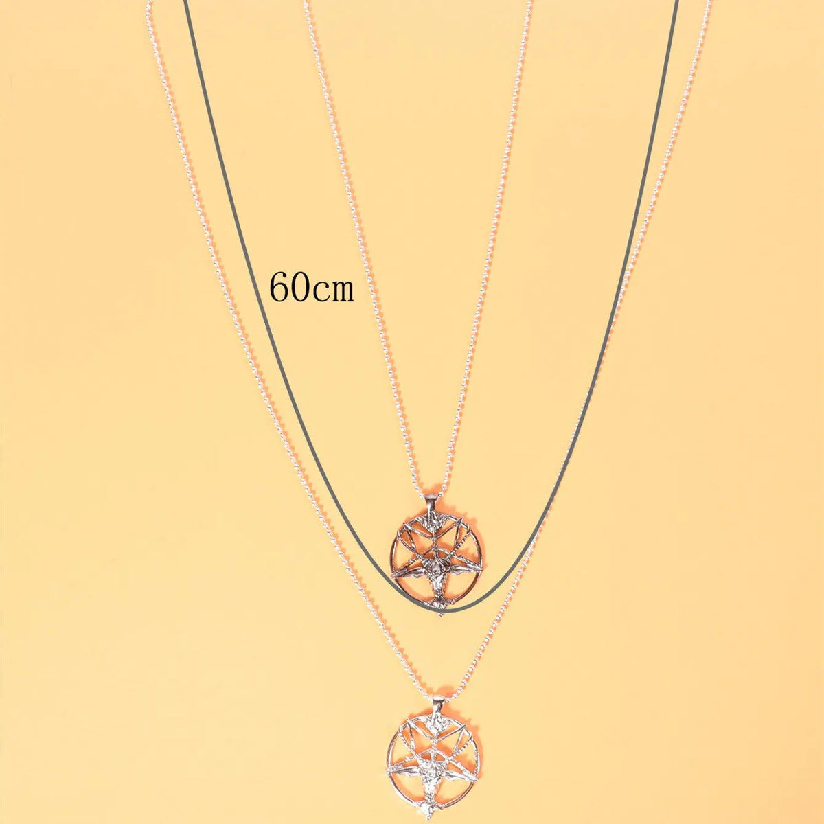2pcs Antique Silver Vintage Goat Skull Pendant Necklace Set