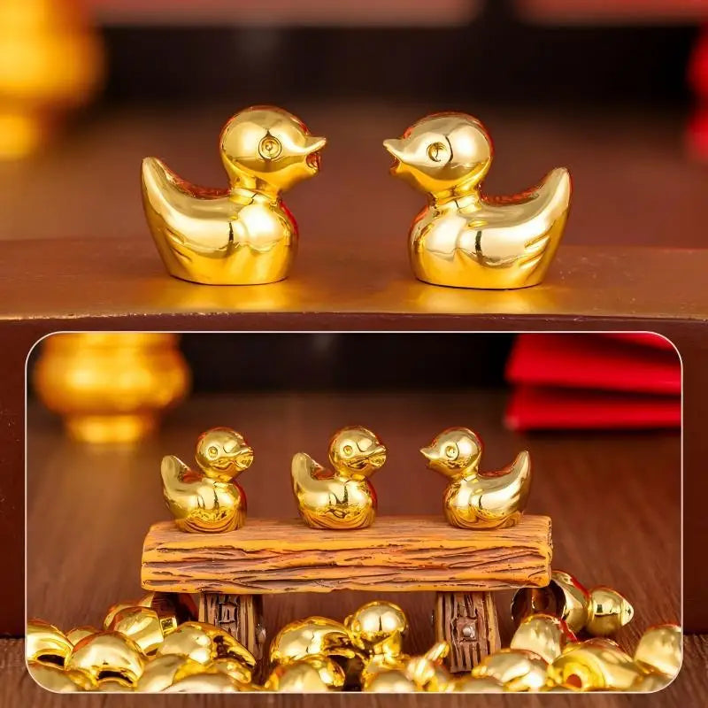 Mini Golden Duck Resin Figurines – Party & Dollhouse Decor Resin Figurine Nixie
