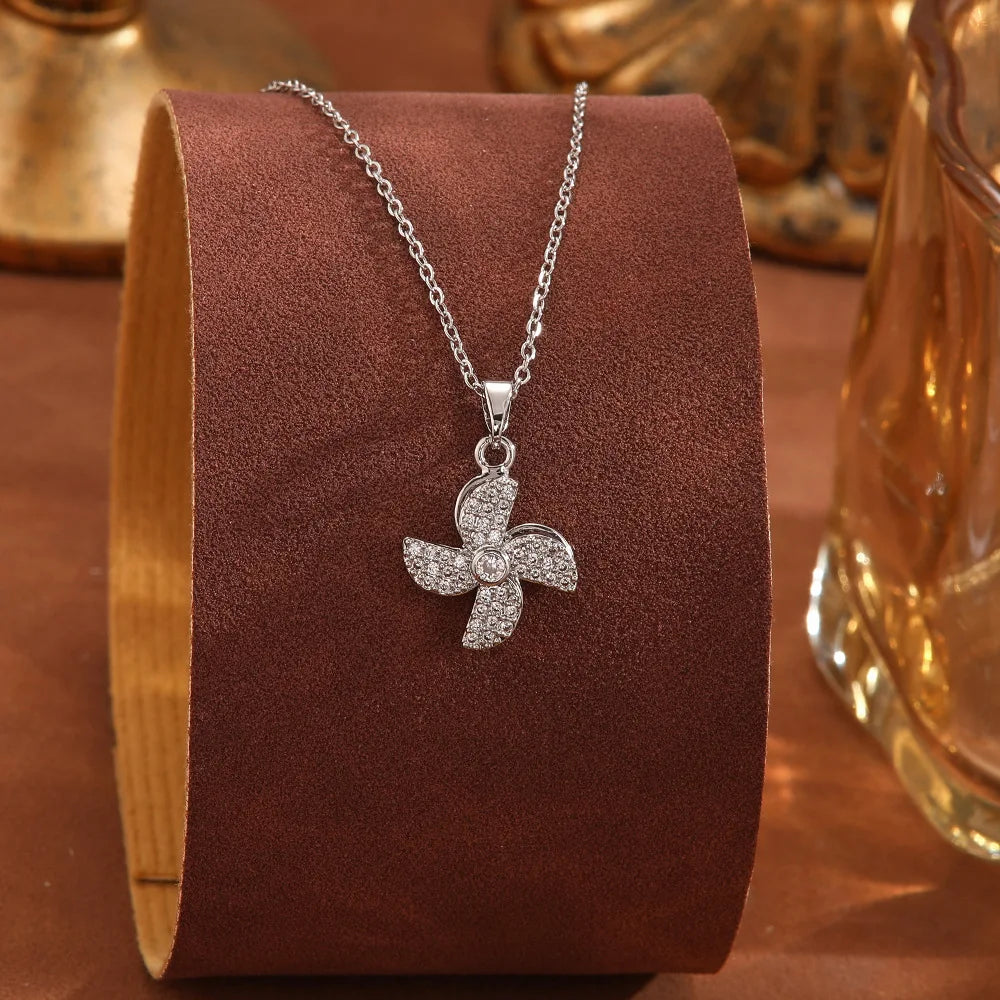 Rotating Windmill Pendant Necklace – Copper & Zircon | Nixie Pendant Necklace Nixie