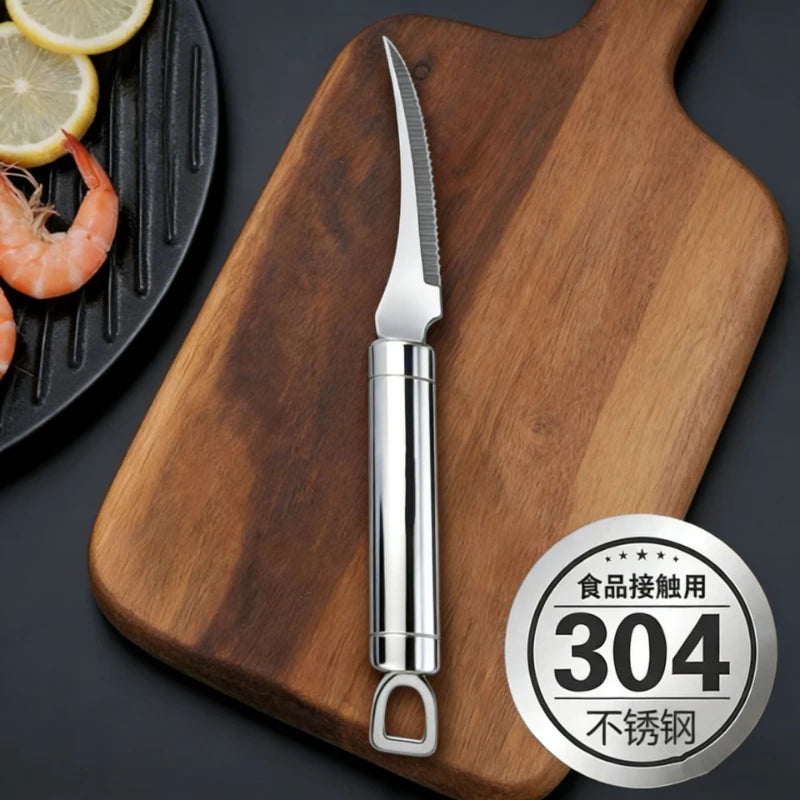 Stainless Steel Shrimp Deveiner Knife – Wood Handle Seafood Tool Seafood Prep Knife Nixie