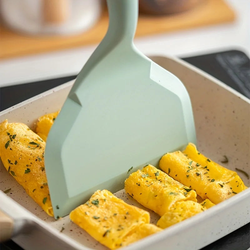 Japanese Tamagoyaki Silicone Turner with Wooden Handle Silicone Kitchen Turner Nixie