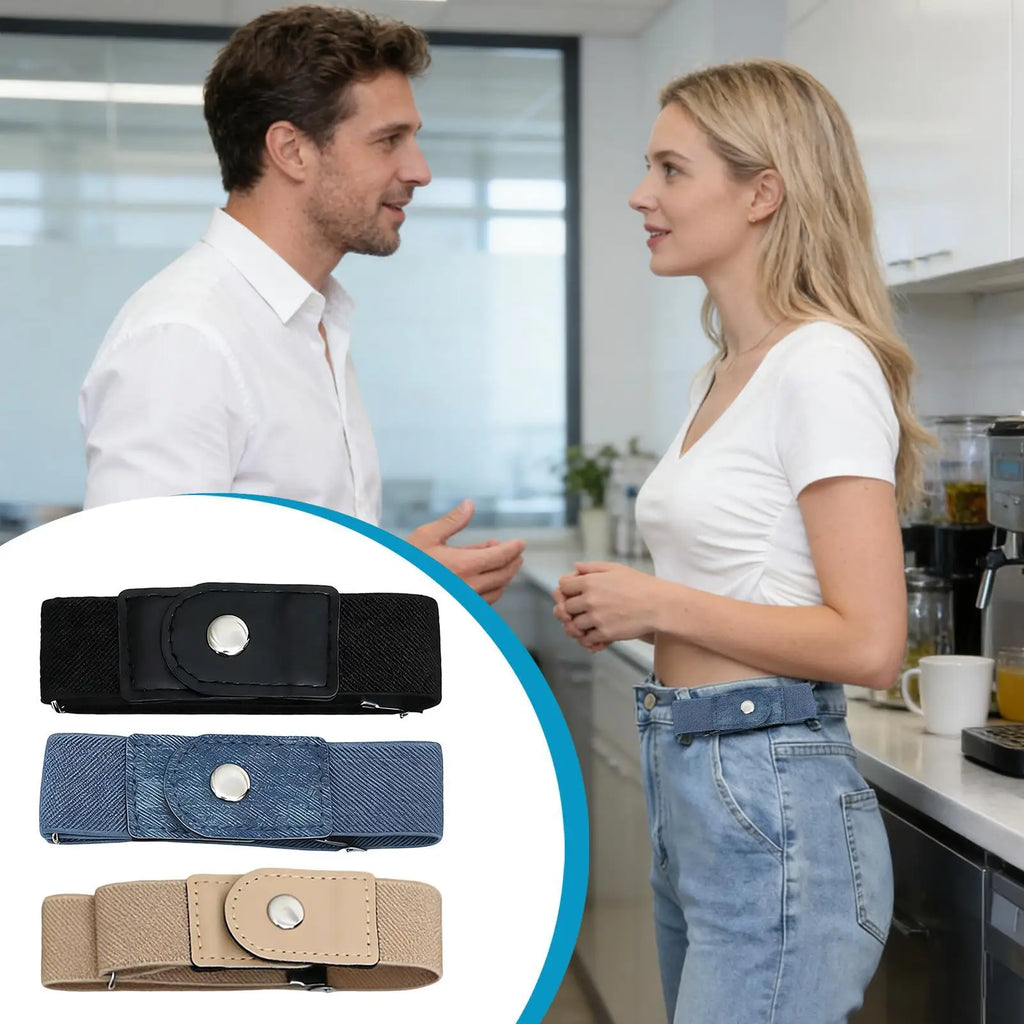 No-Buckle Elastic Invisible Belt for Jeans & Trousers | 1 Pair Elastic Waistband Belt Nixie