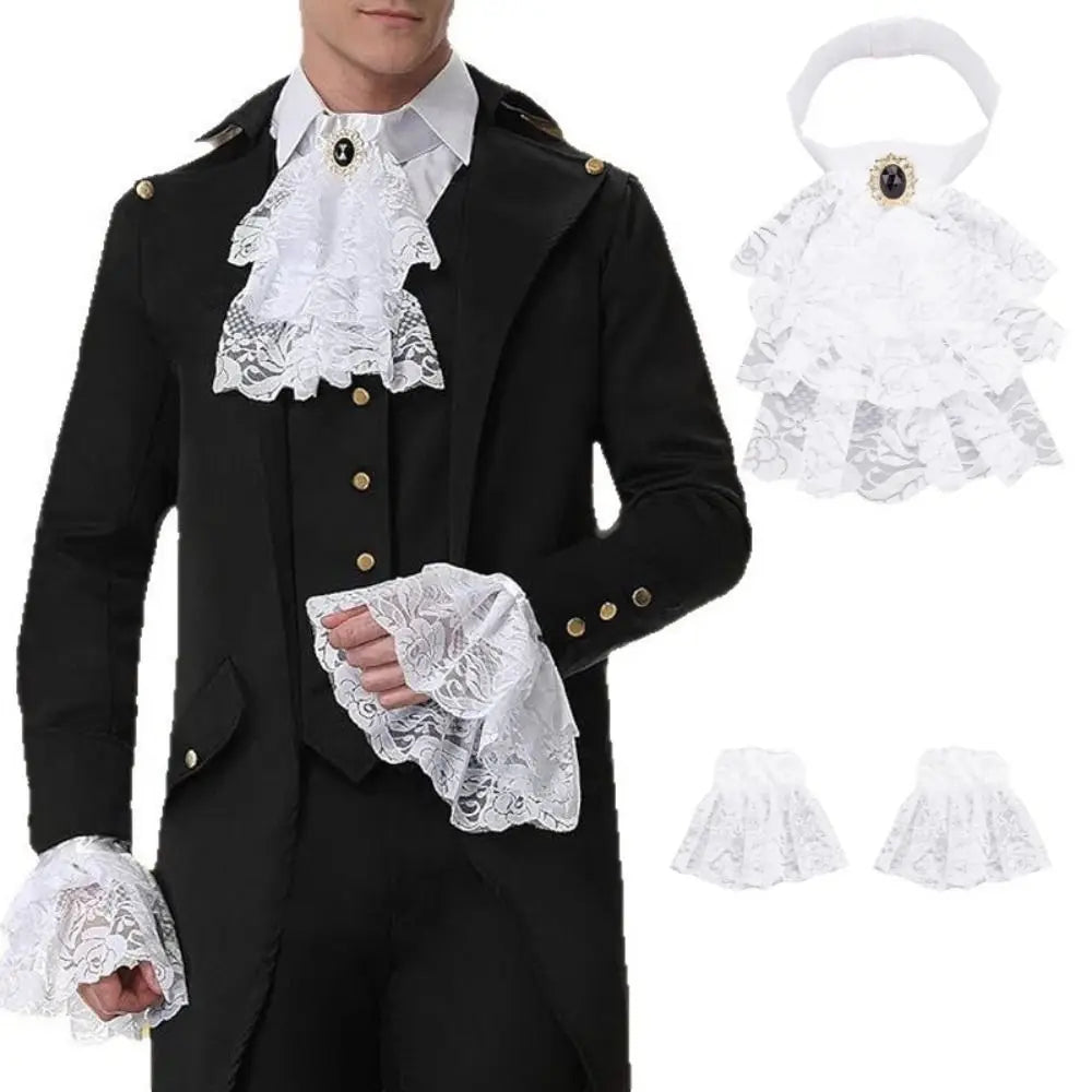 Victorian Lace Jabot Collar & Cuffs Set | Steampunk Cosplay Costume Collar Set Nixie