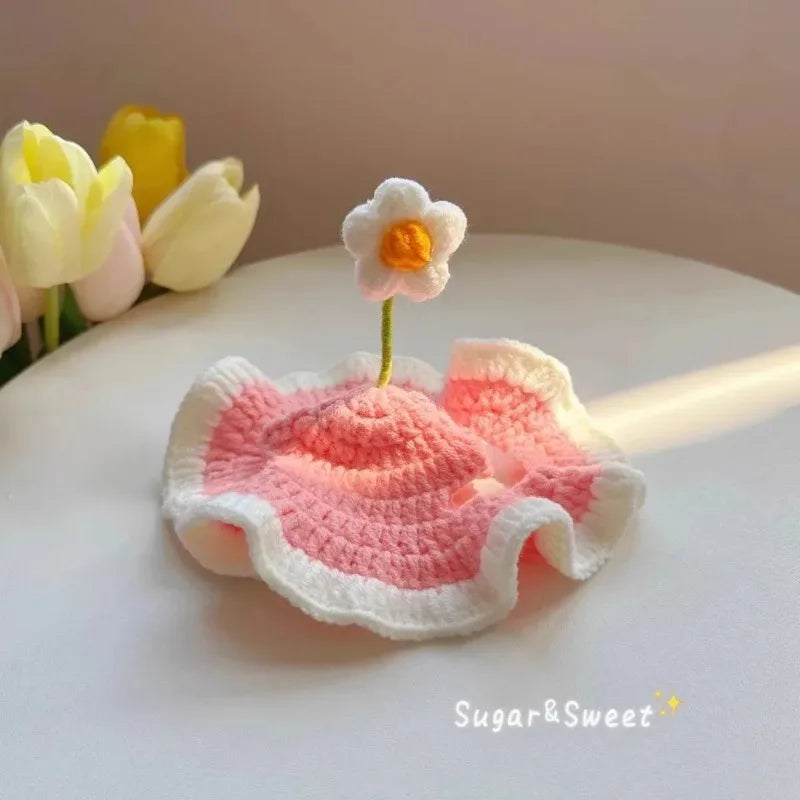 Handmade Woven Pet Hat for Cats & Dogs – Fun Headwear Pet Costume Hat Nixie