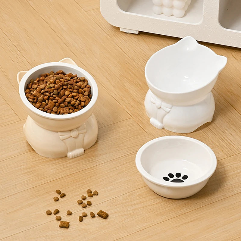 Ceramic Elevated Tilted Pet Bowl – Non-Slip Cat & Dog Dish Elevated Pet Bowl Nixie