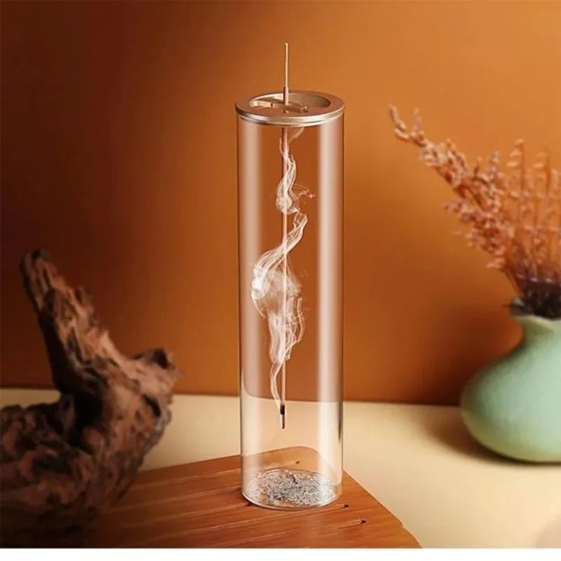 Cylindrical Glass Incense Stick Holder – Minimalist Zen Style Incense Holder Nixie