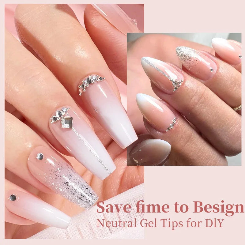 150Pcs Gradient Nude Almond Press On Nails Full Cover Tips Press On Nails Nixie